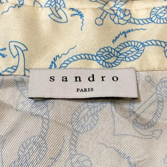 Sandro Rozie Silk Mini Shirt Dress with Long Sleeves and Collar - Picture 4 of 14